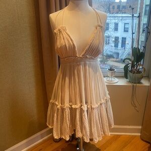 Free People Halter Dress with Ruffle & Lace Details